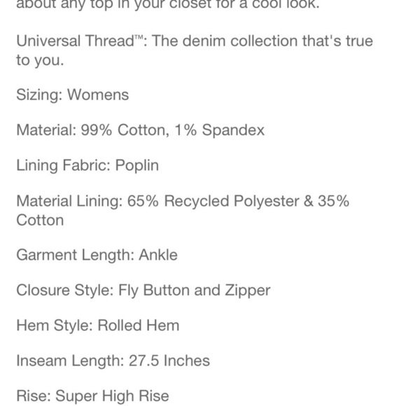 Universal thread vintage straights jeans nwt - Picture 9 of 13